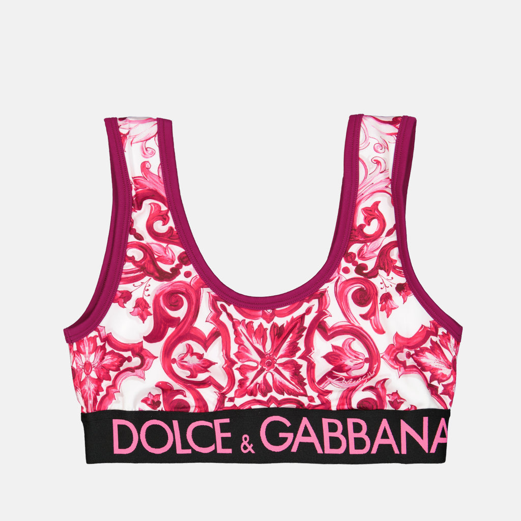 Tops Brassière imprimé majoliques Dolce & Gabbana Rose Femme