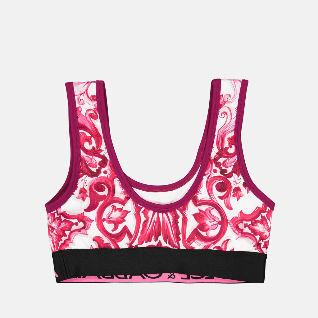 Tops Brassière imprimé majoliques Dolce & Gabbana Rose Femme
