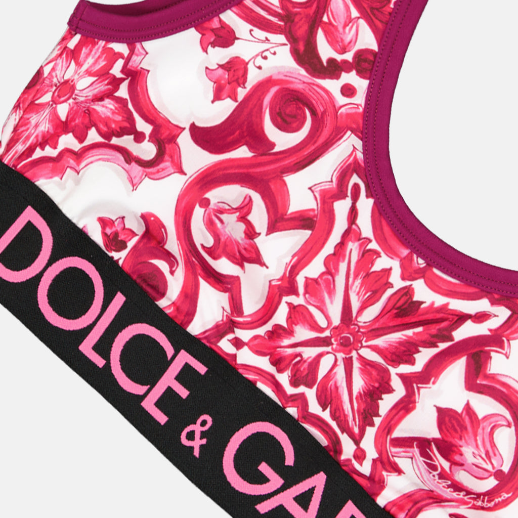 Tops Brassière imprimé majoliques Dolce & Gabbana Rose Femme