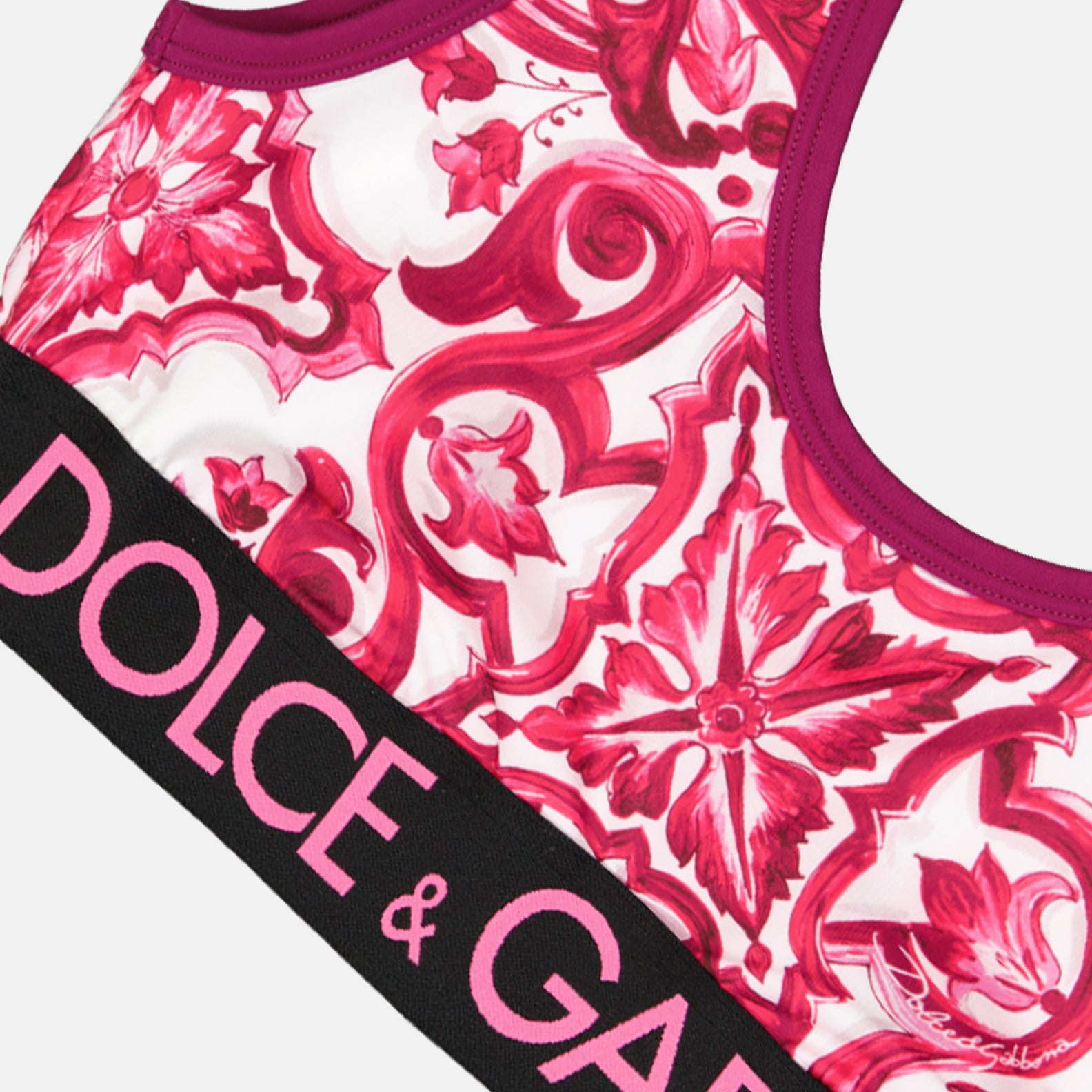 Tops Brassière imprimé majoliques Dolce & Gabbana Rose Femme