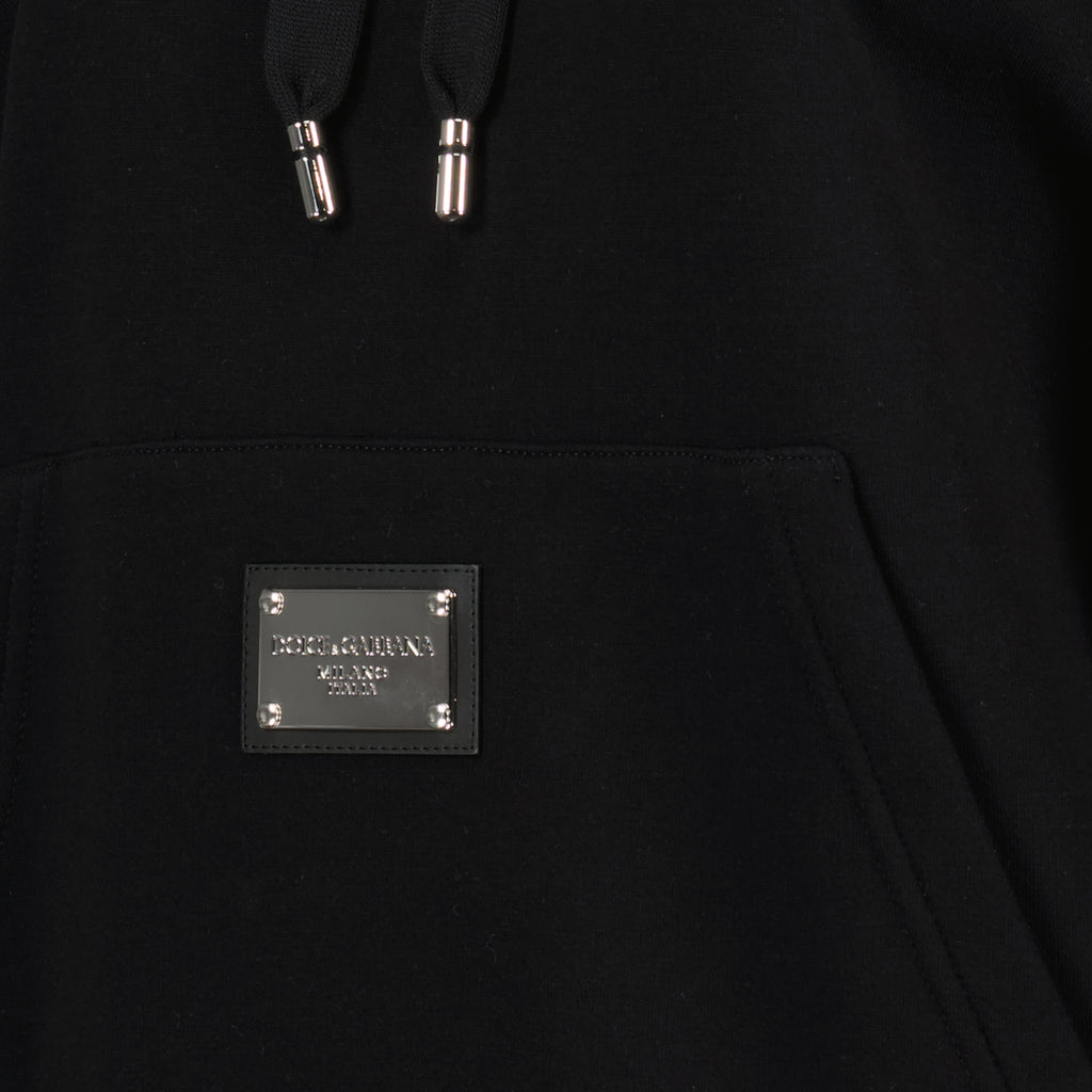 Felpe Sweat à capuche à logo plaque Dolce & Gabbana Nero Femme