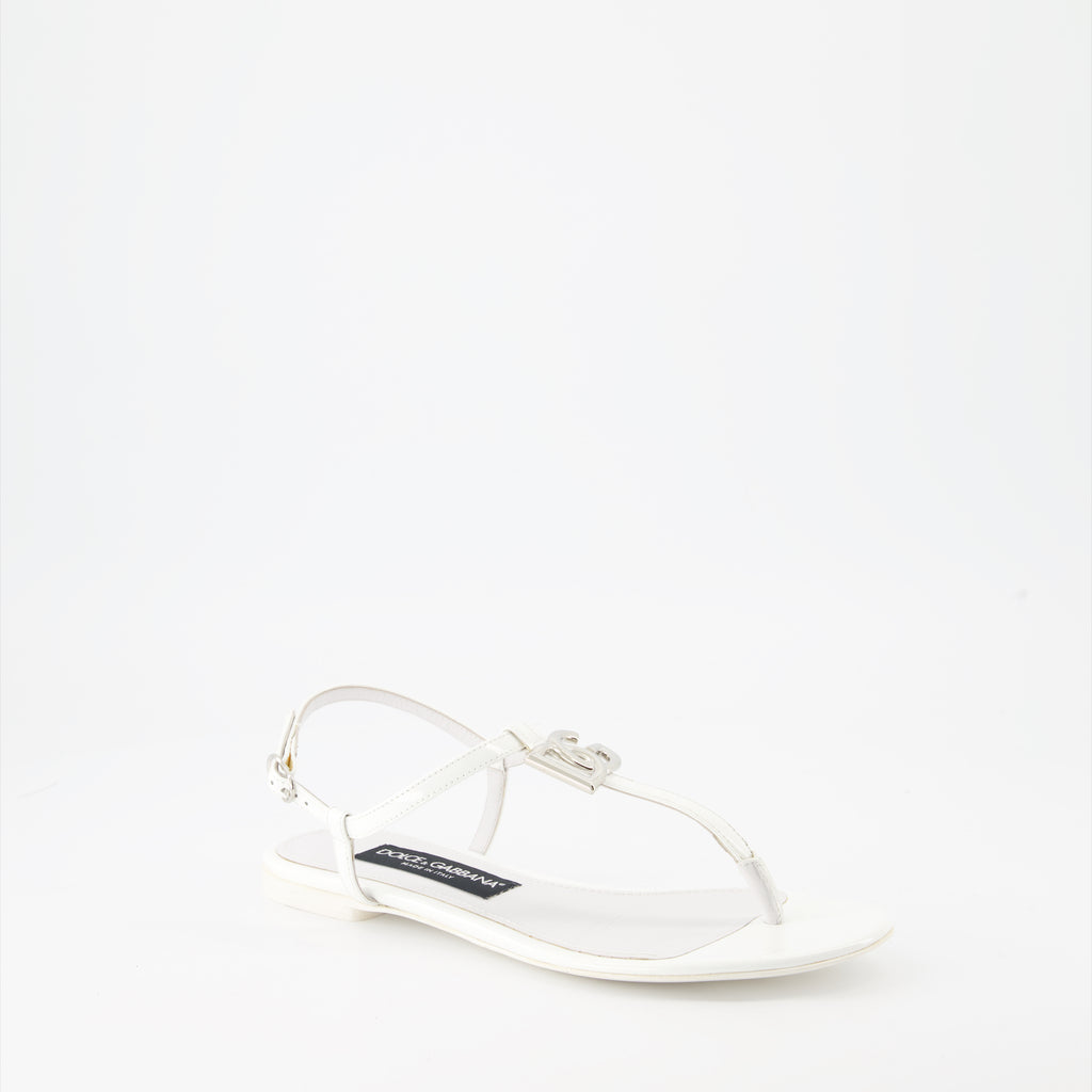 Offene schuhe Sandales DG en cuir Dolce & Gabbana Weiß Femme