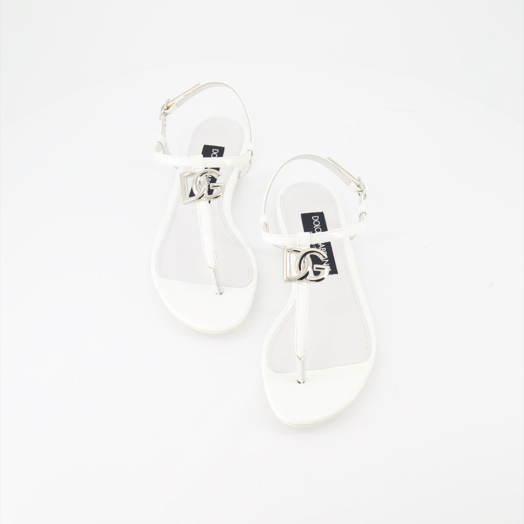 Offene schuhe Sandales DG en cuir Dolce & Gabbana Weiß Femme