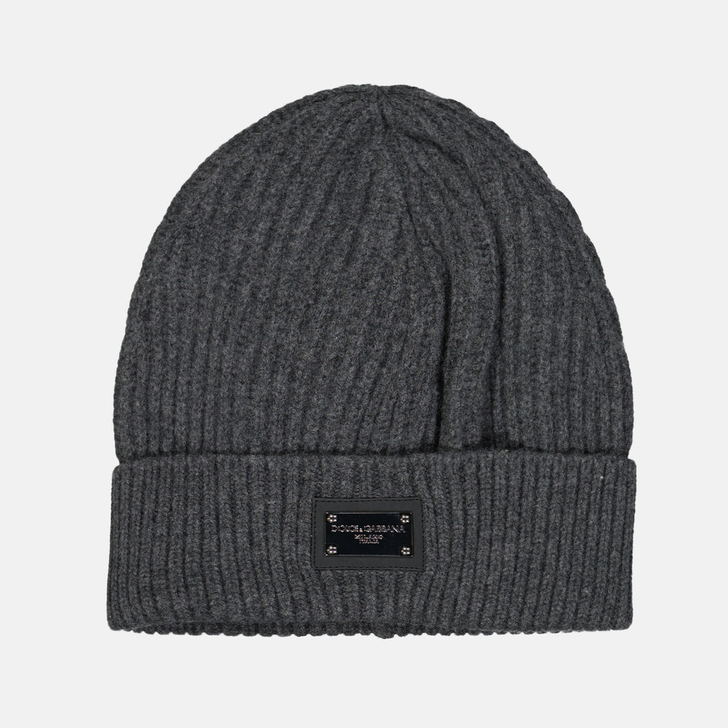 Hats, caps and beanies Logo plaque beanie Dolce & Gabbana Gray Man