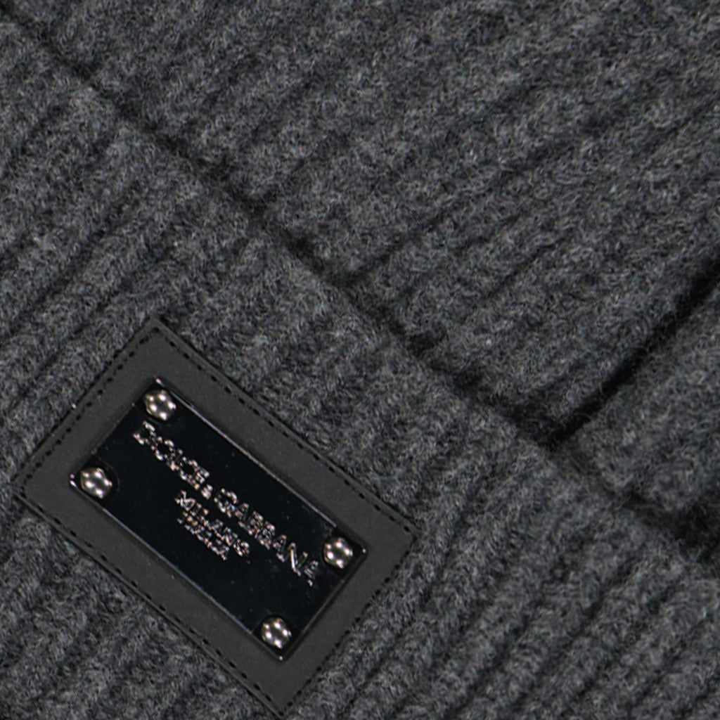 Hats, caps and beanies Logo plaque beanie Dolce & Gabbana Gray Man