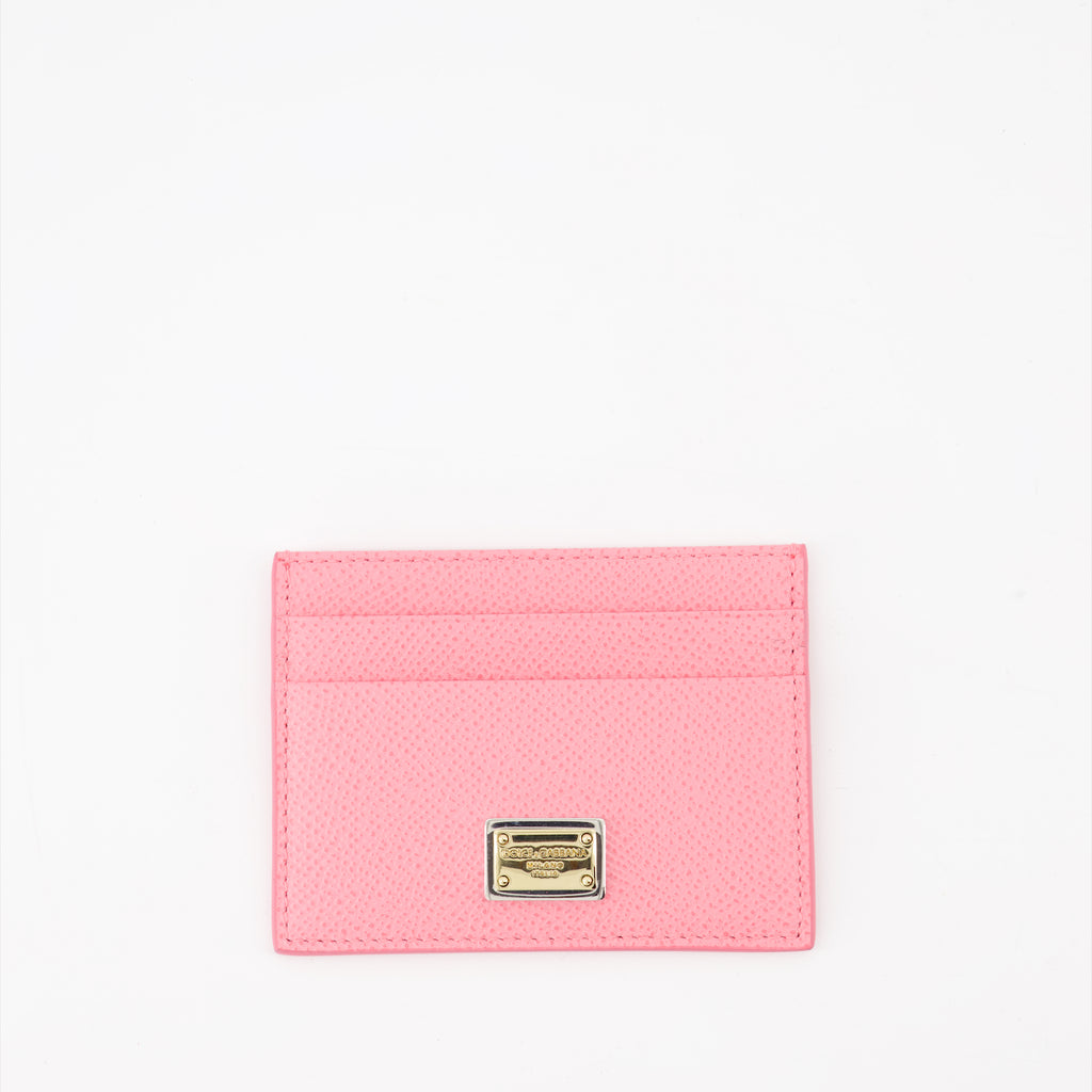 Small leather goods Logo plaque card holder Dolce & Gabbana Pink Women