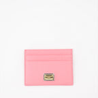 Small leather goods Logo plaque card holder Dolce & Gabbana Pink Women
