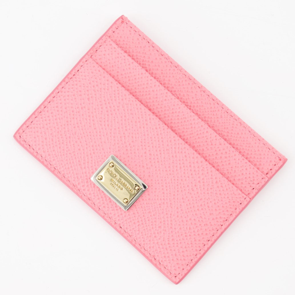 Petite maroquinerie Porte-cartes à logo plaque Dolce & Gabbana Rose Femme