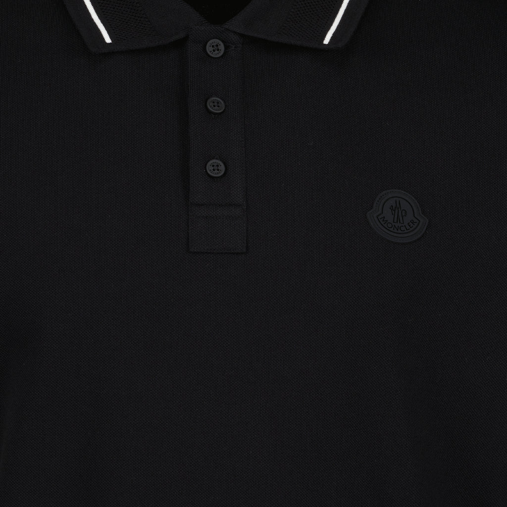 Polos Polo com Logo e Acabamento Moncler Preto Homme
