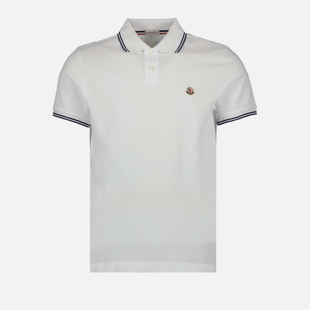 Polos Polo com Piping Moncler Branco Homme