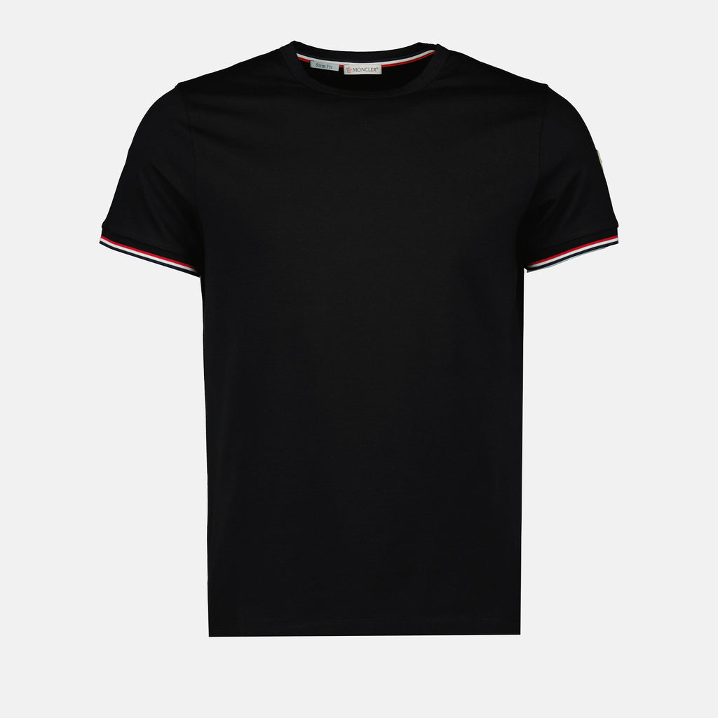 T-shirts T-shirt à logo et liseré Moncler Noir Homme