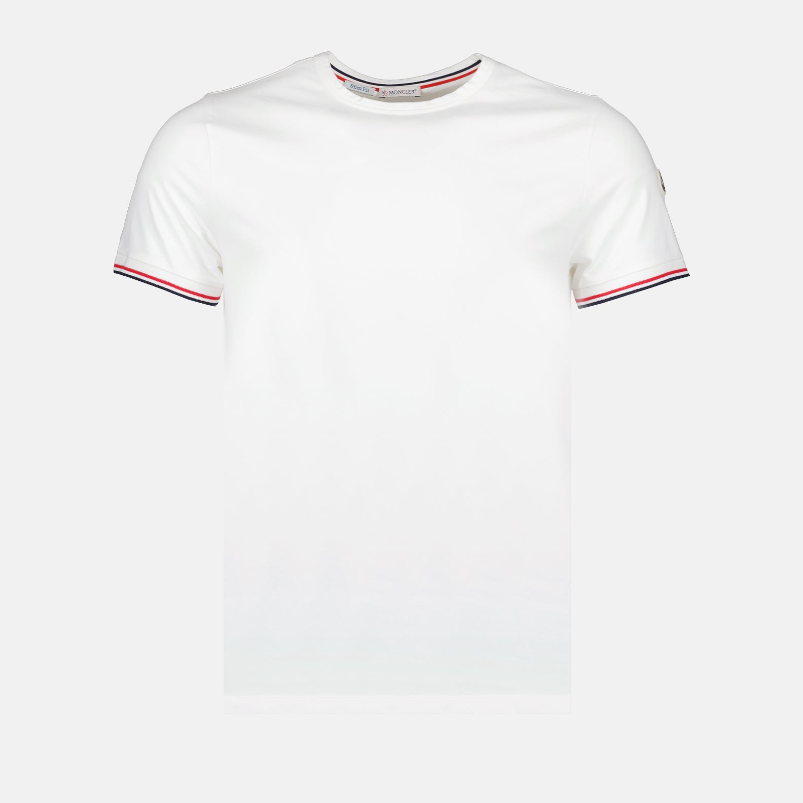T-shirts T-shirt à logo et liseré Moncler Blanc Homme