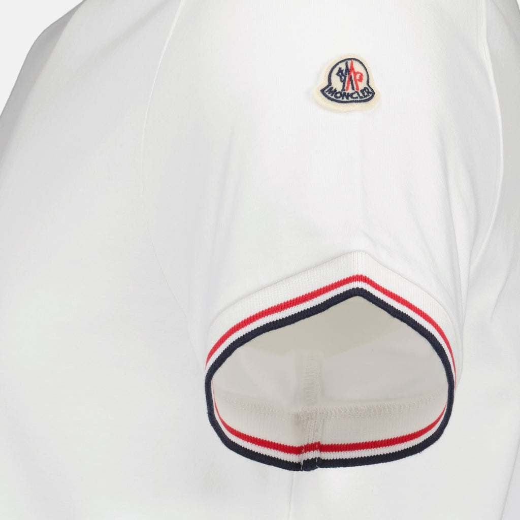 T-shirts T-shirt à logo et liseré Moncler Blanc Homme