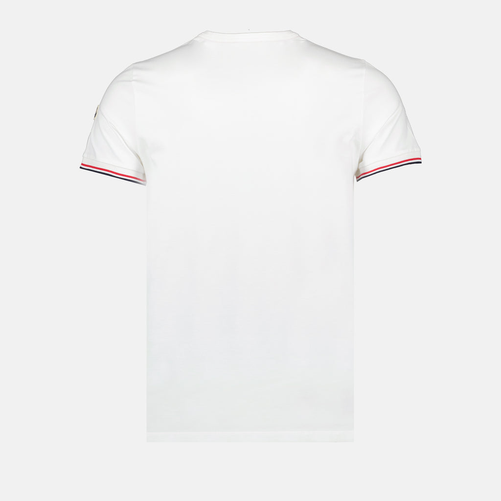 T-shirts T-shirt à logo et liseré Moncler Blanc Homme