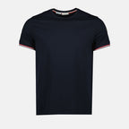 T-shirts T-shirt à logo et liseré Moncler Bleu Homme