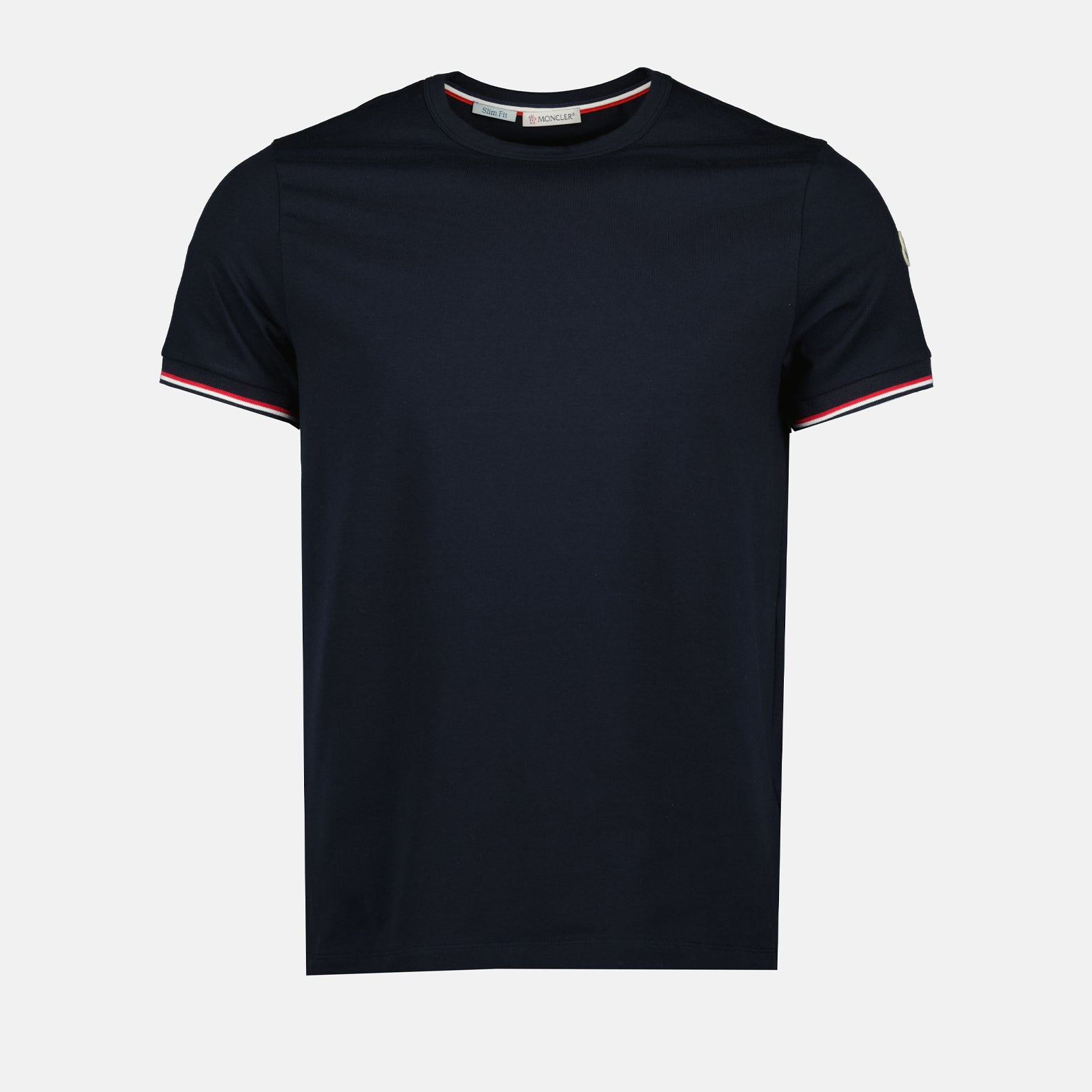 T-shirts T-shirt à logo et liseré Moncler Bleu Homme