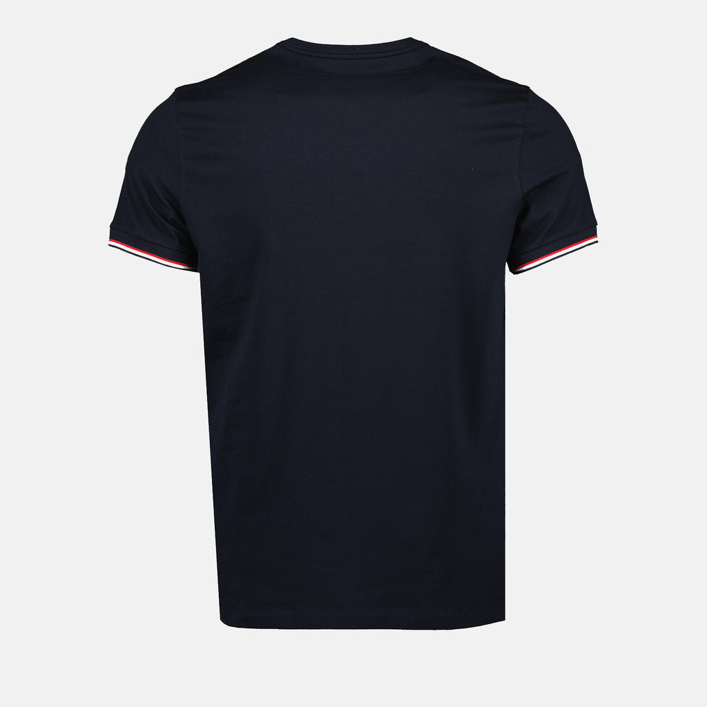 T-shirts T-shirt à logo et liseré Moncler Bleu Homme