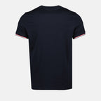 T-shirts T-shirt à logo et liseré Moncler Bleu Homme