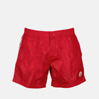 Bild der Moncler-Marke Herren-Badehose mit dreifarbigen Besätzen - Frühjahr/Sommer 2024 - Vorderansicht