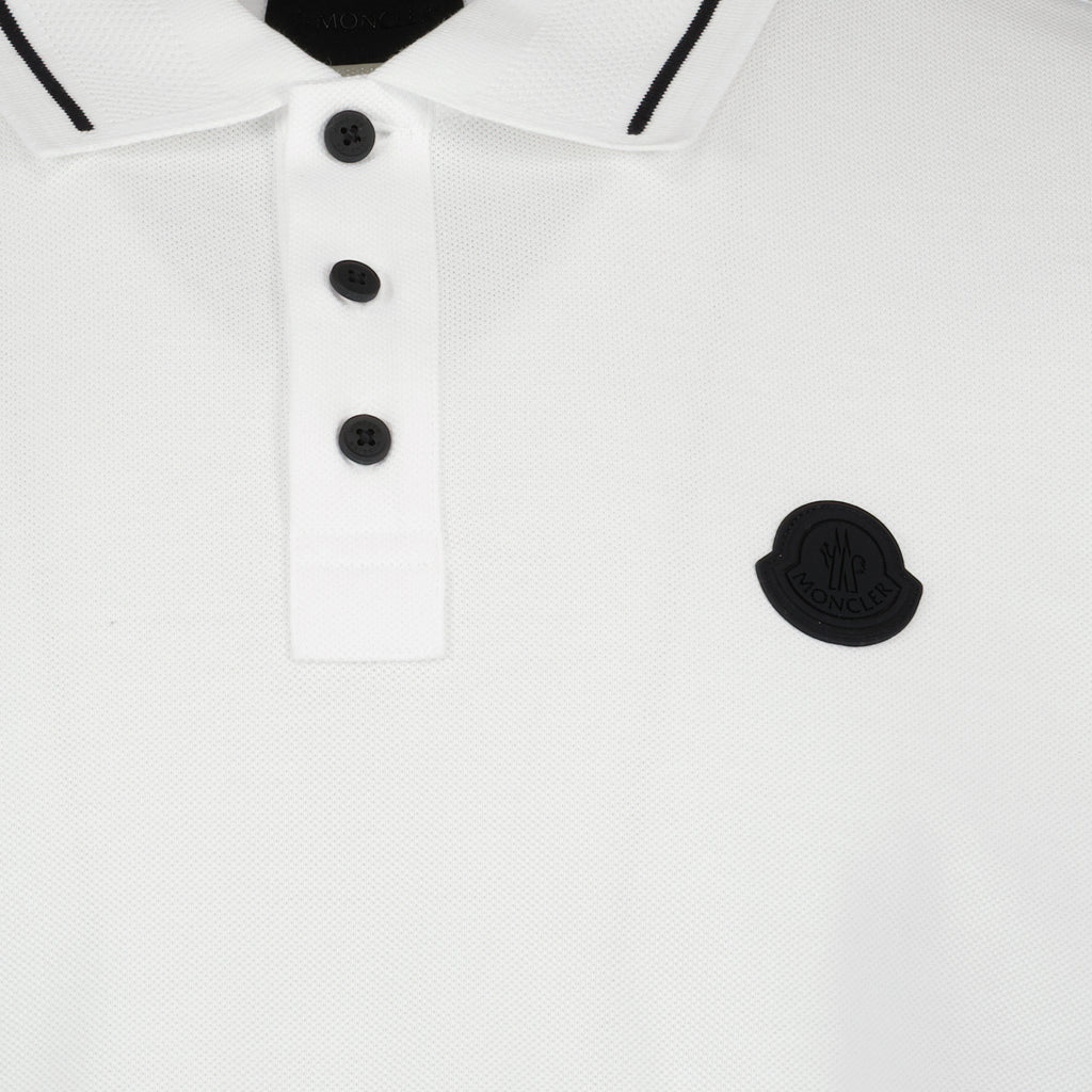 Polos Polo con Logo y Ribete Moncler Blanco Homme