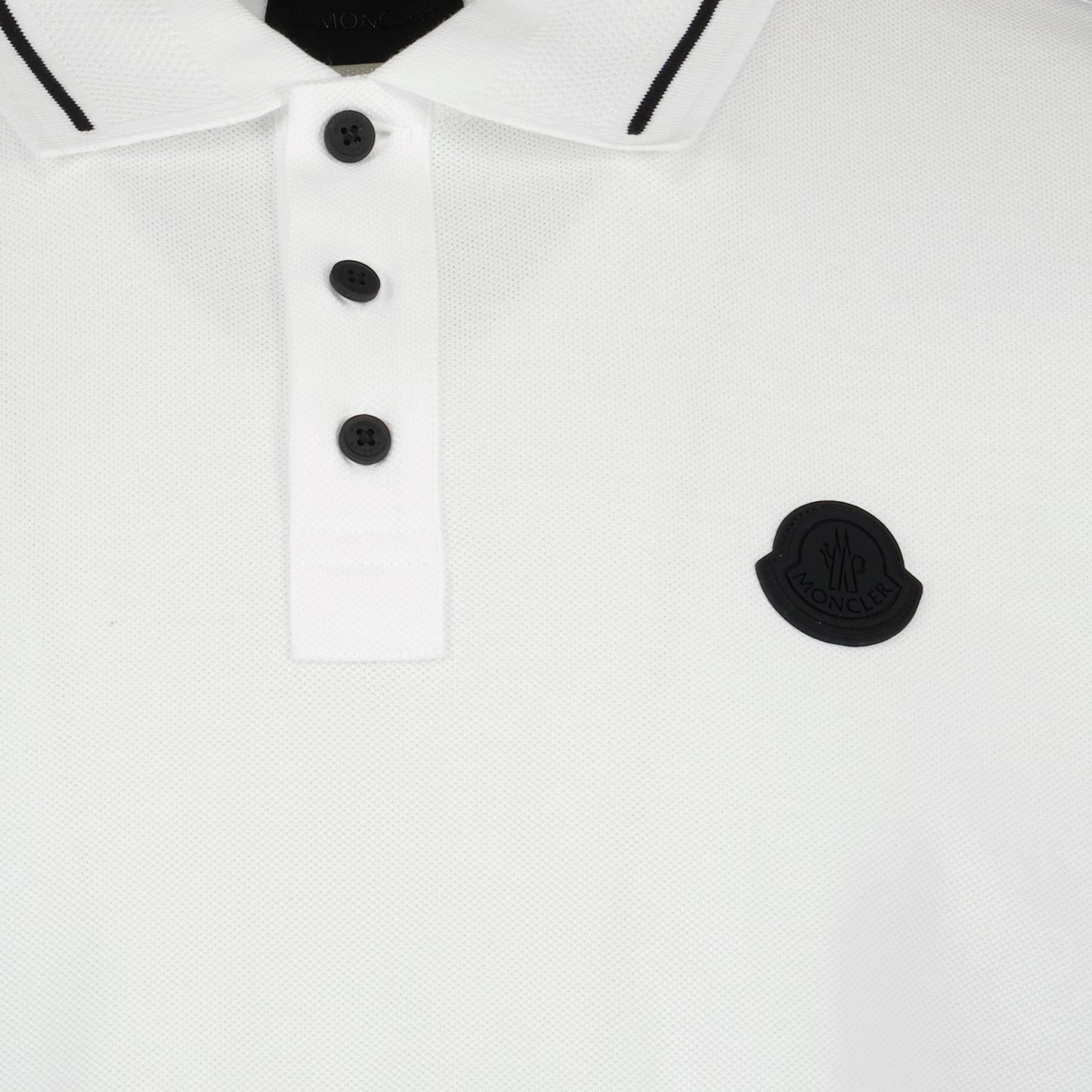 Polos Polo con Logo y Ribete Moncler Blanco Homme
