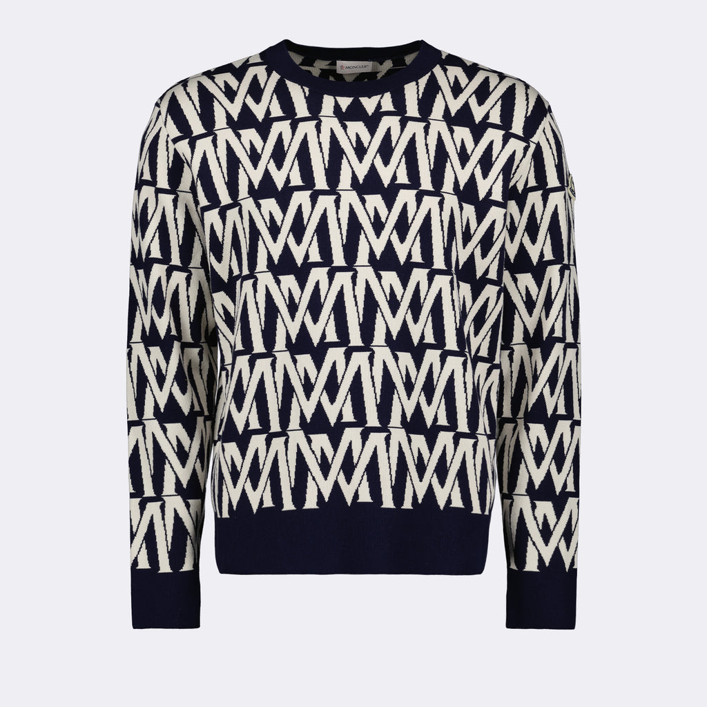 니트웨어 Pull monogrammé Moncler 파란색 Homme