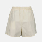 Shorts Calças Curtas de Algodão Moncler Bege Femme