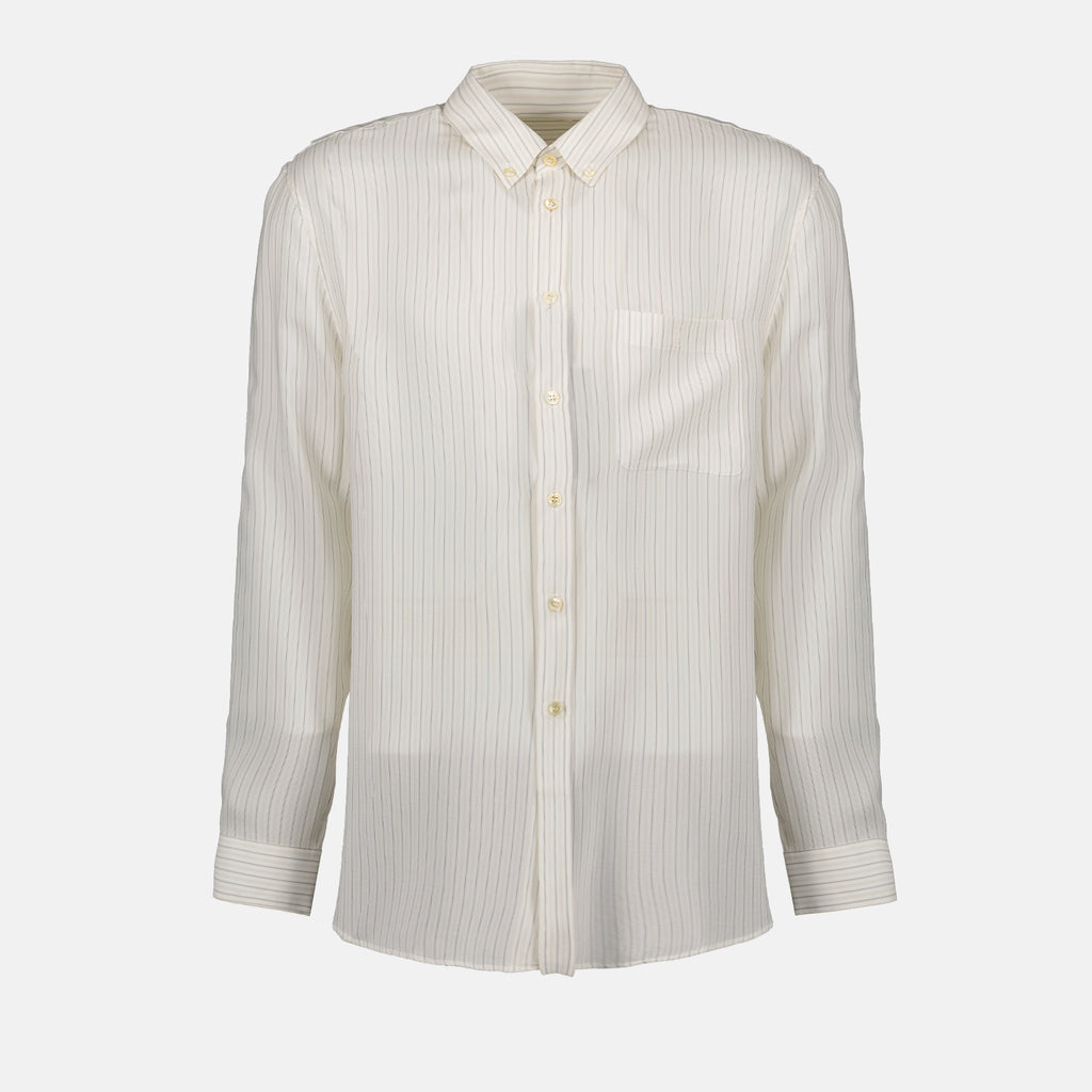 Chemises Chemise rayée Saint Laurent Blanc Homme