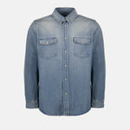 Camisas Camisa de Jeans Desgastada Saint Laurent Azul Homme