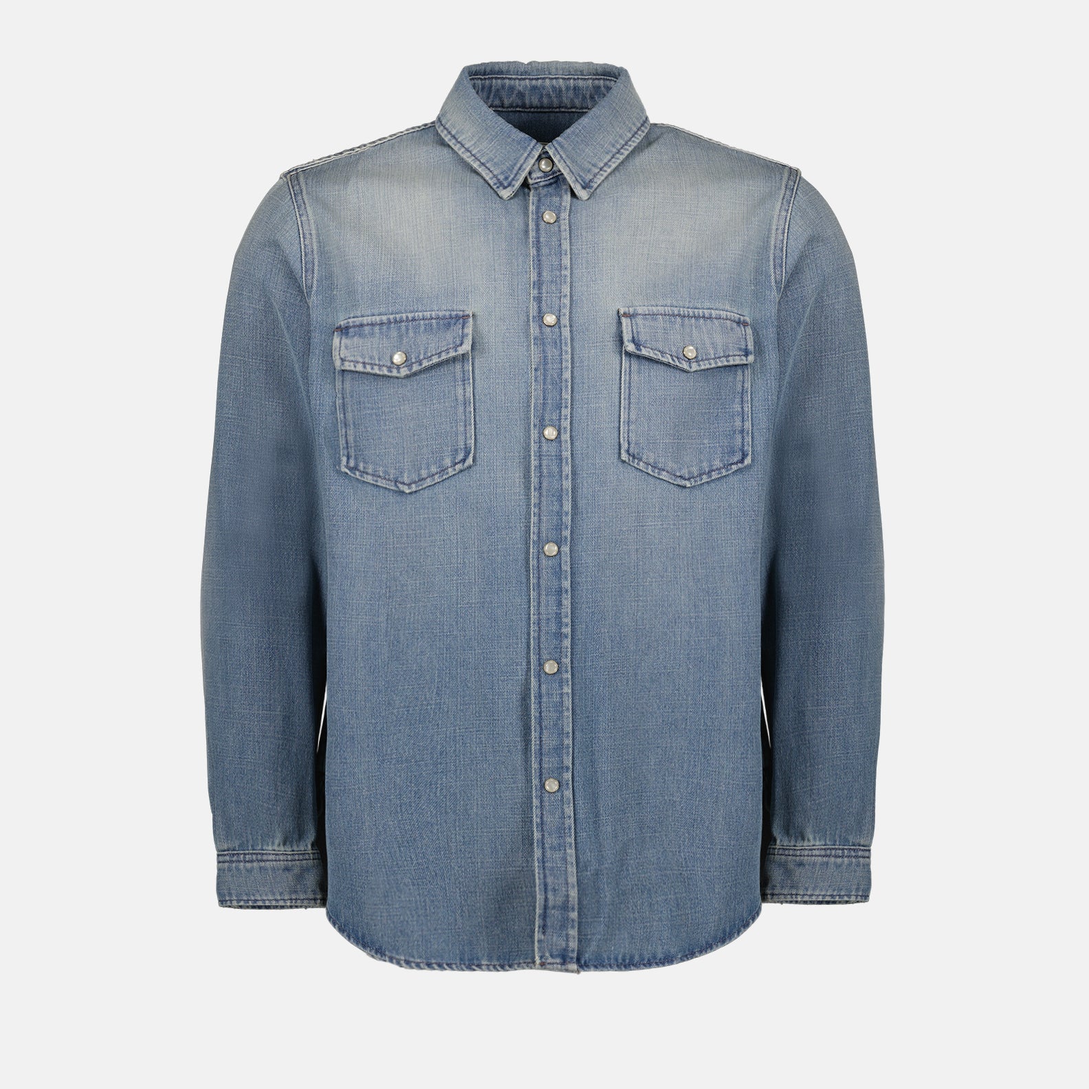 Camisas Camisa de Jeans Desgastada Saint Laurent Azul Homme