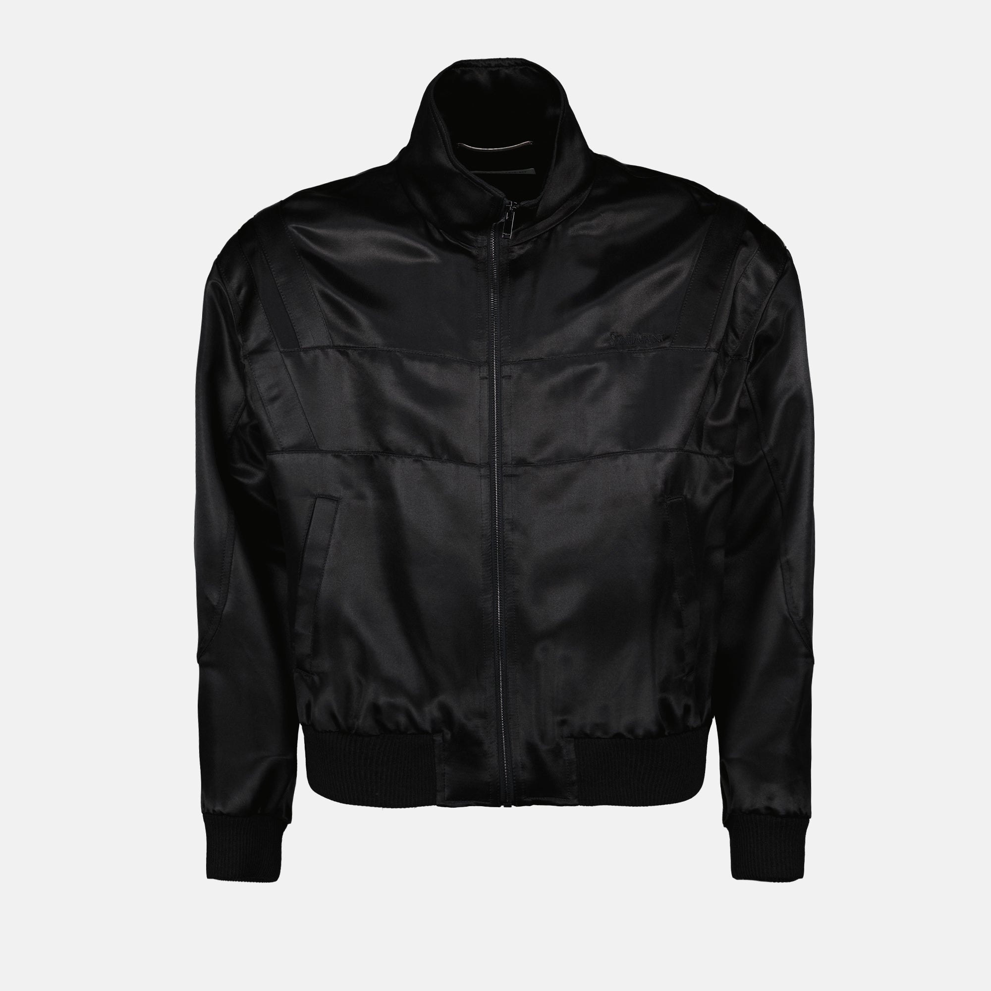 Vestes Bomber Teddy en satin Saint Laurent Noir Homme
