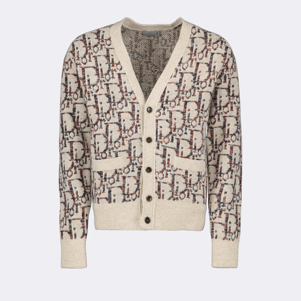 Maglieria Cardigan Oblique Dior Beige Homme