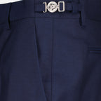 Pants Pleated pants Versace Blue Man