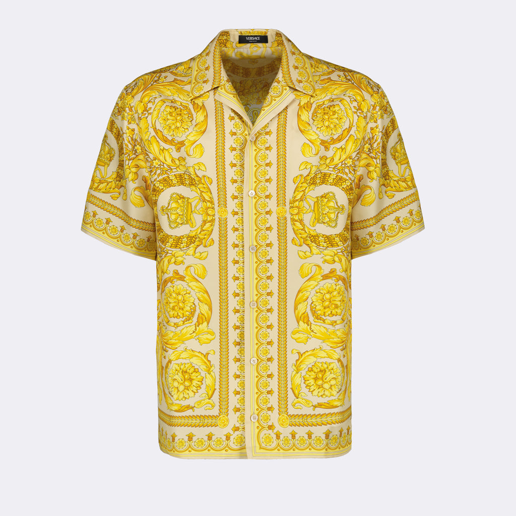 Camisas Chemise Barocco en soie Versace Amarillo Homme