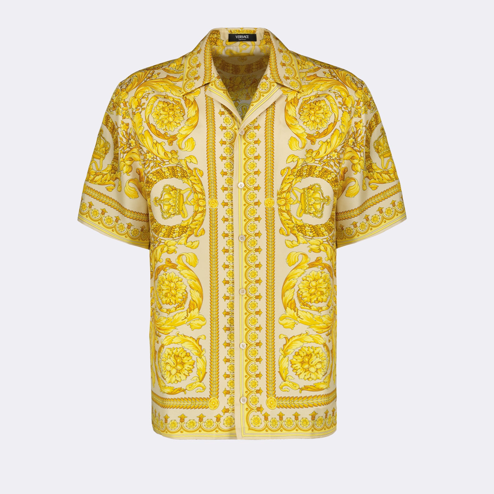 Camisas Chemise Barocco en soie Versace Amarillo Homme