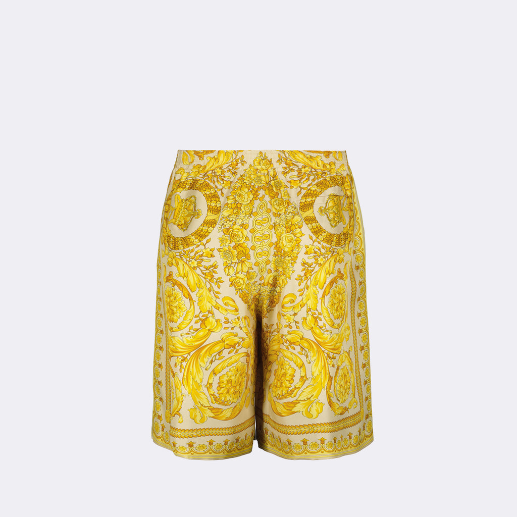 쇼츠 바로코 실크 반바지 Versace 노란색 Homme