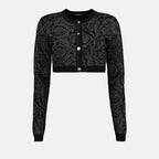 Maille Cardigan Barocco en lurex Versace Noir Femme