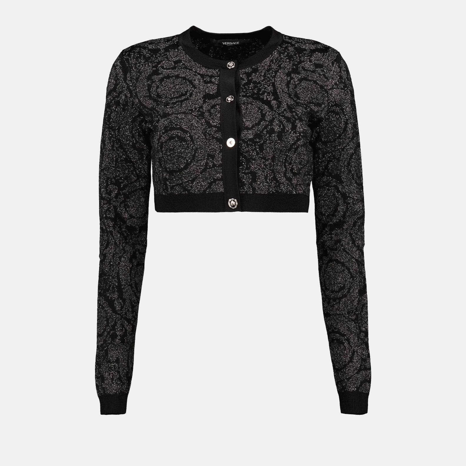 Maille Cardigan Barocco en lurex Versace Noir Femme
