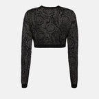 Maille Cardigan Barocco en lurex Versace Noir Femme