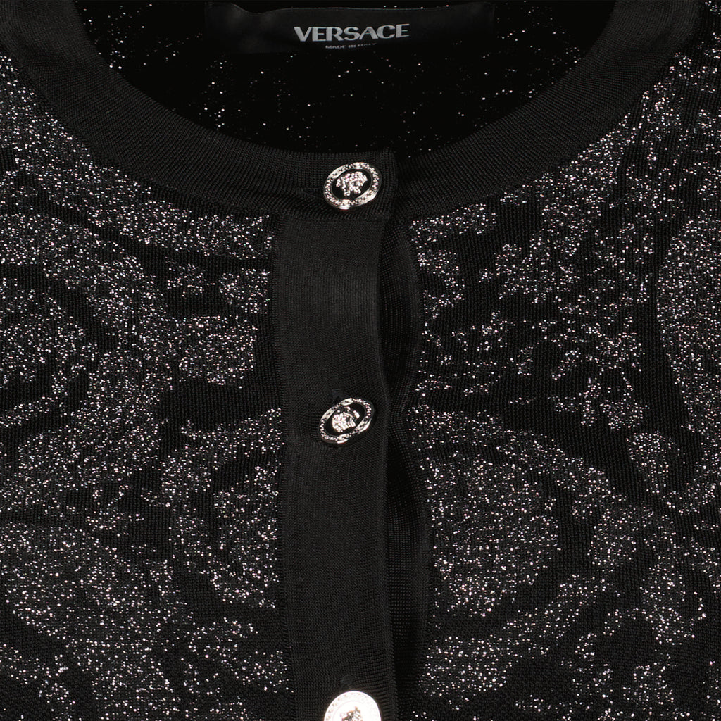 Maille Cardigan Barocco en lurex Versace Noir Femme