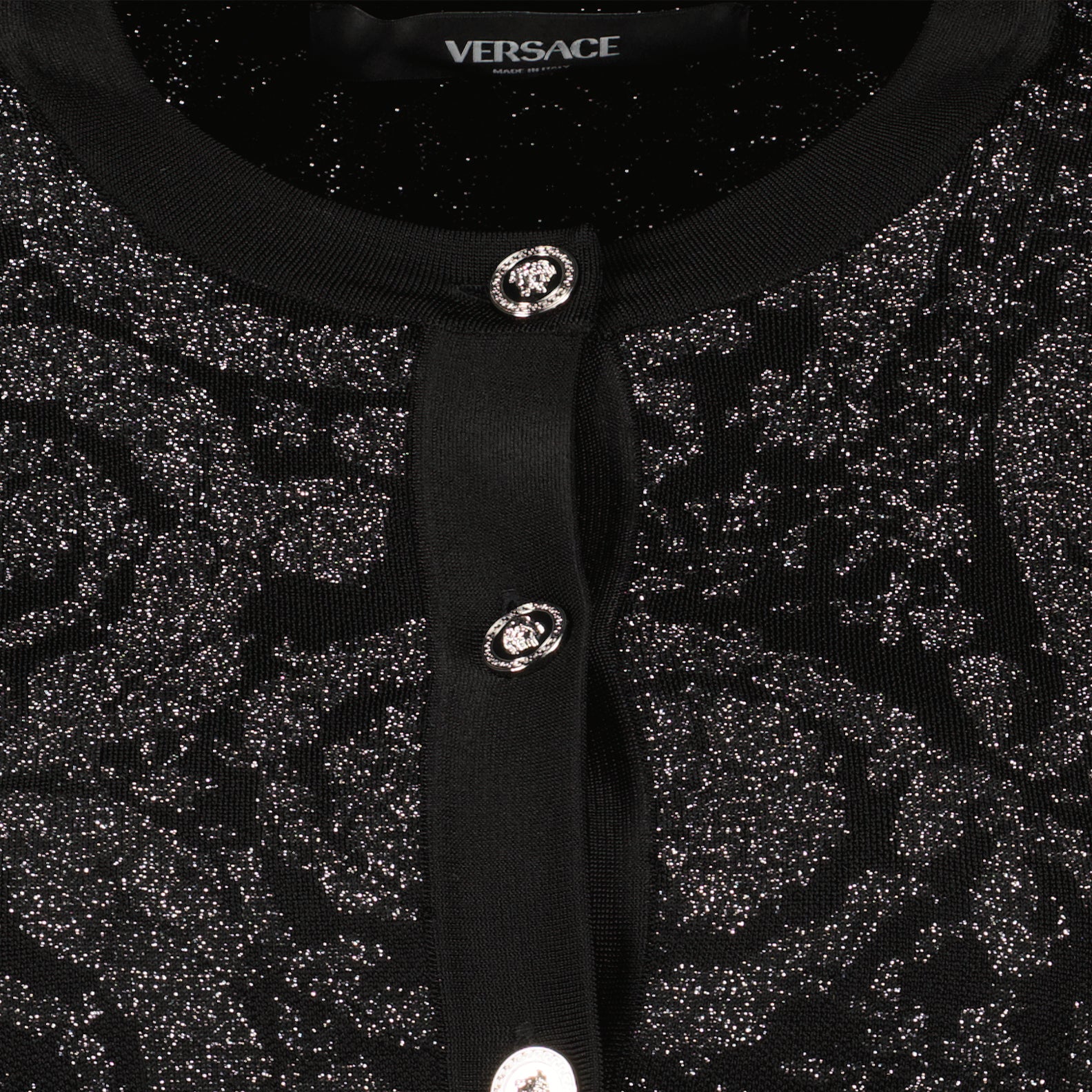 Maille Cardigan Barocco en lurex Versace Noir Femme