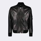 Casacos Blouson bomber en cuir Versace Preto Homme