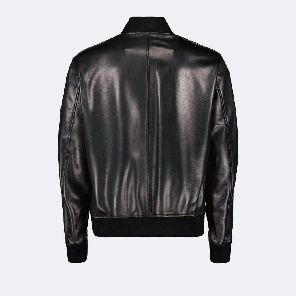 Casacos Blouson bomber en cuir Versace Preto Homme