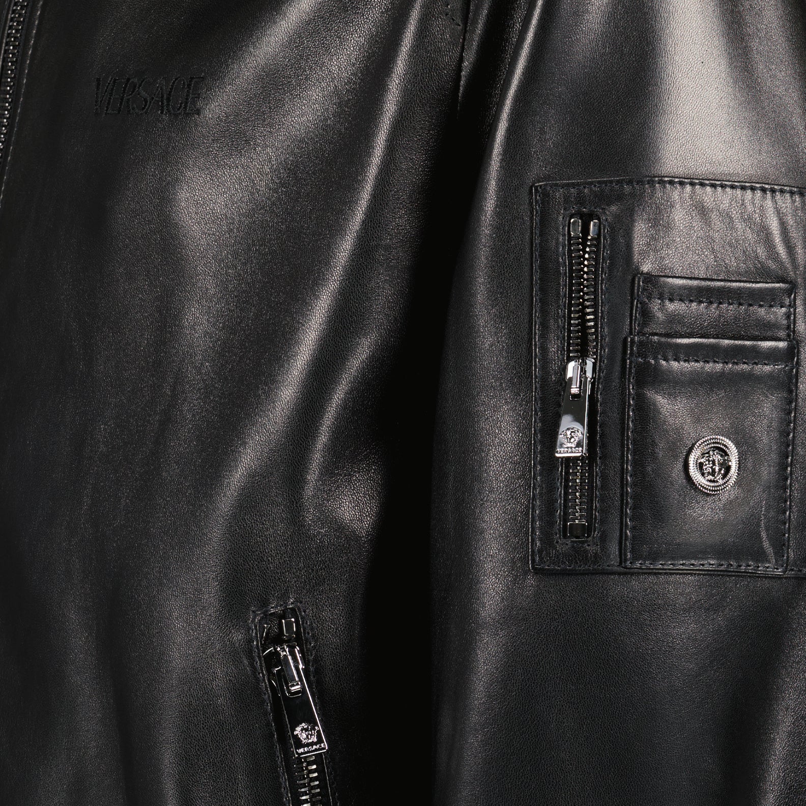 コート レザーボンバージャケット Versace 黒 男