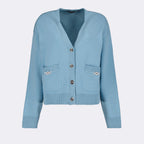 Maille Cardigan en laine Versace Bleu Femme