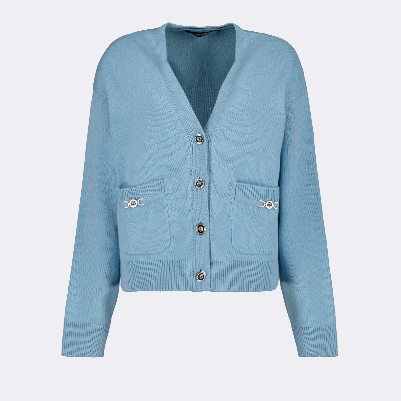 Maille Cardigan en laine Versace Bleu Femme