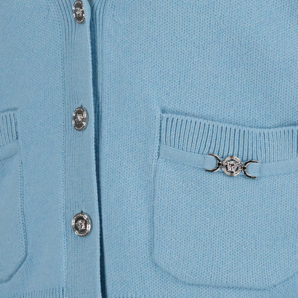 Maille Cardigan en laine Versace Bleu Femme