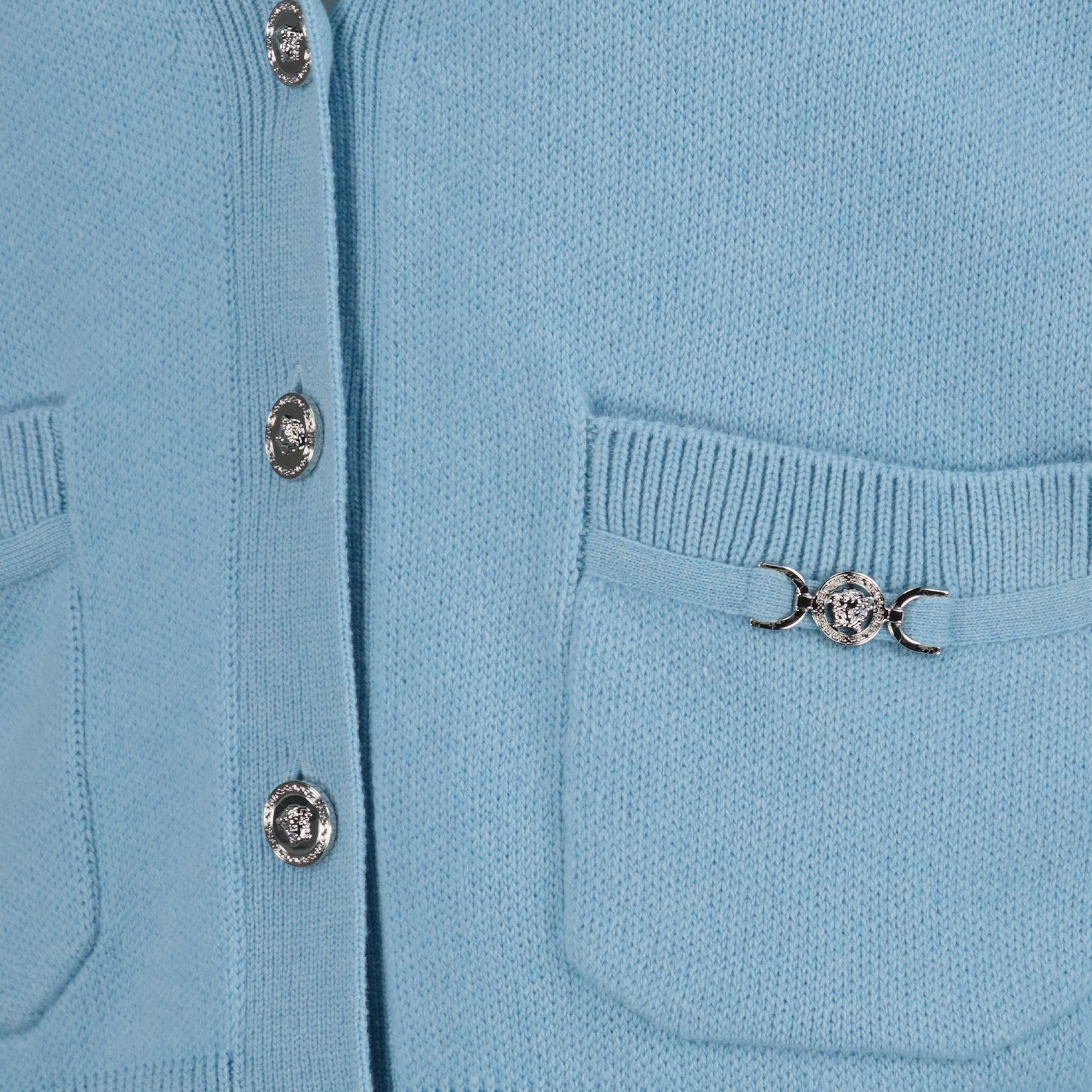 Maille Cardigan en laine Versace Bleu Femme