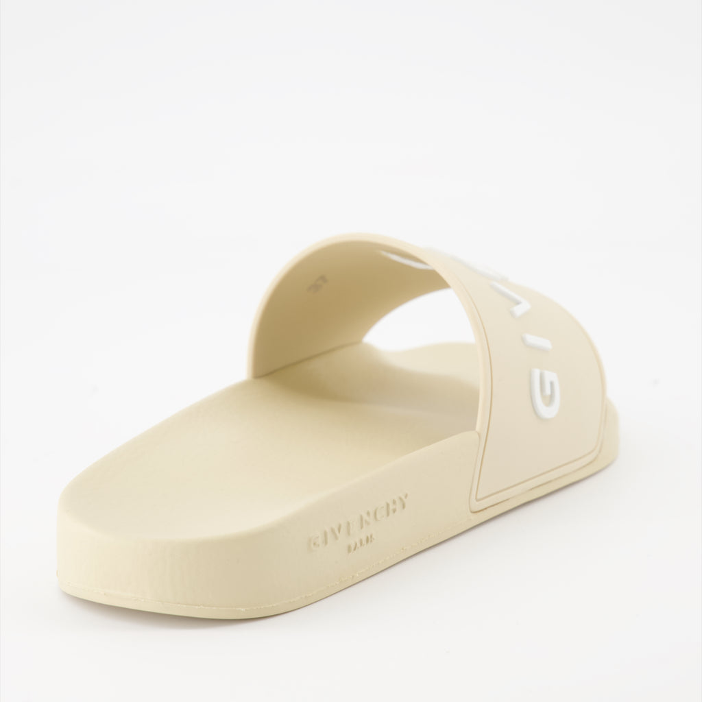 Sapatos abertos Claquettes à logo Givenchy Bege Femme