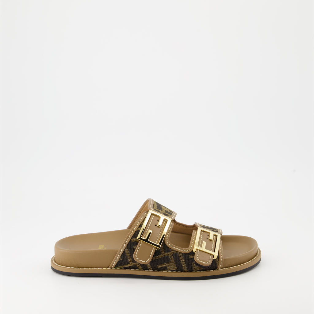 Scarpe aperte Sandales Fendi Feel en jacquard Fendi Marrone Femme